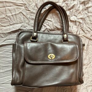 Vintage Jackson Brown Leather Satchel Turnlock Top Handle Classic 80s